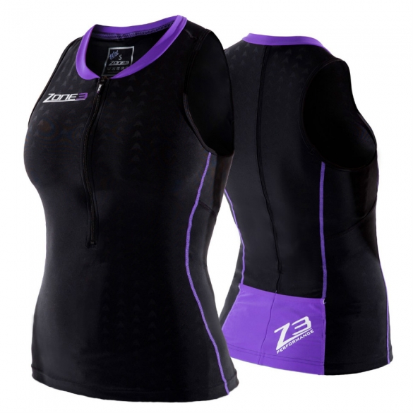Zone3 Aquaflo tri top zwart-paars dames 2015 Z14192